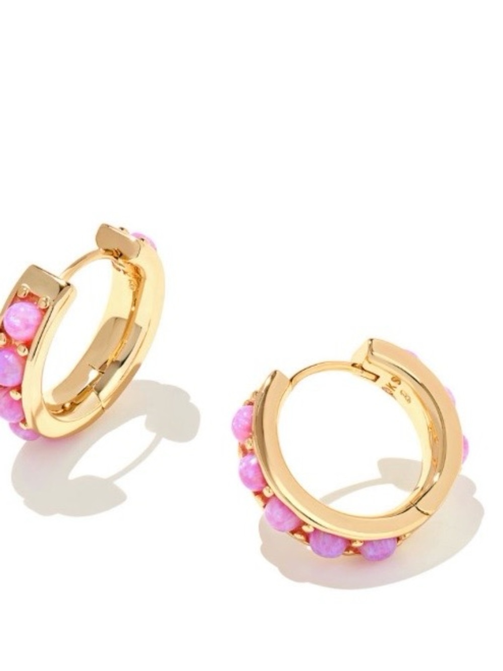 Kendra Scott Gold & Pink Baguette Tennis Bracelet and earrings set - Picture 2 of 5